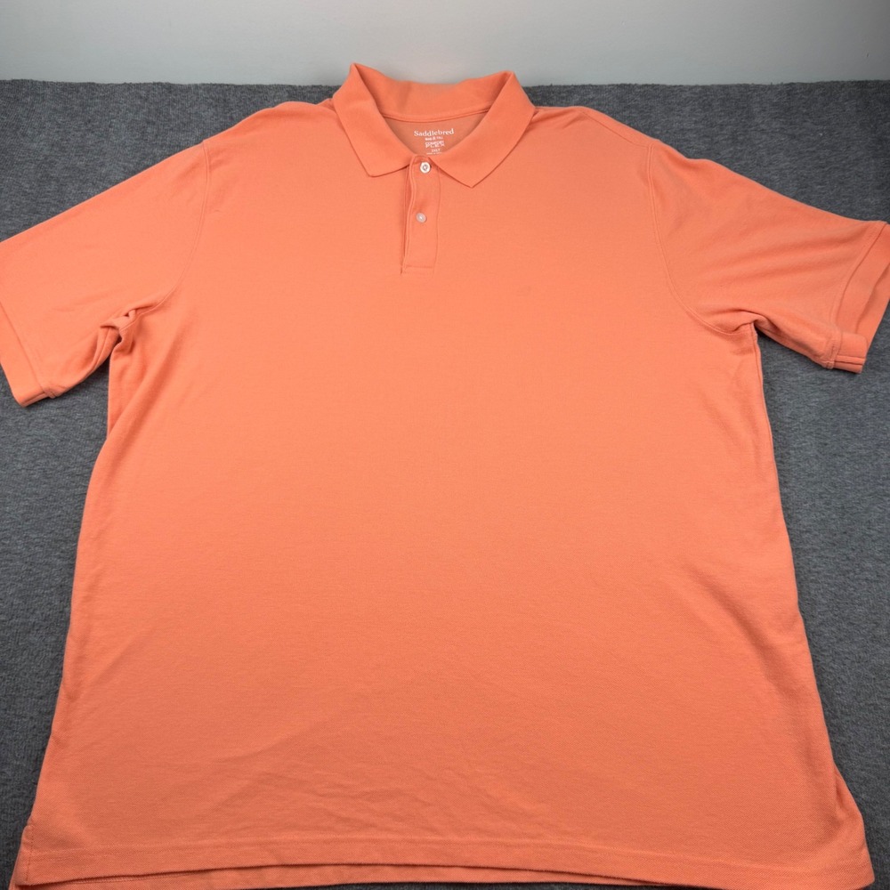 Saddlebred Polo Shirt Men's 2XLT Orange Comfort Flex‎ Big & Tall Short Sleeve